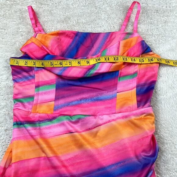 First Distraction the label pink watercolor satin corset dress, 10 UK 14 NWT - Picture 5 of 9